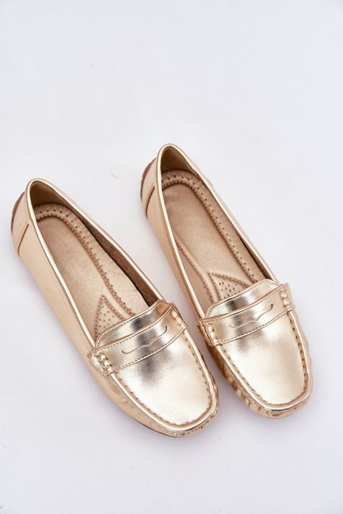Жіночі Еко Шкіряні Мокасини Золоті Lenvie