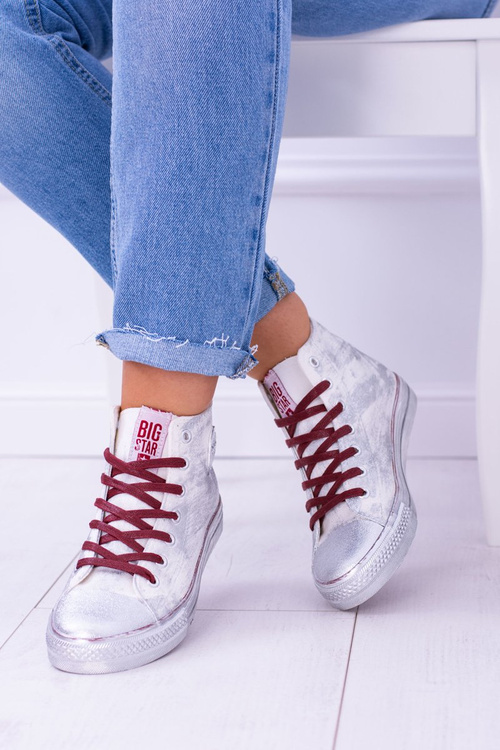 Високі білі посріблені тенісні кросівки Big Star BB274016