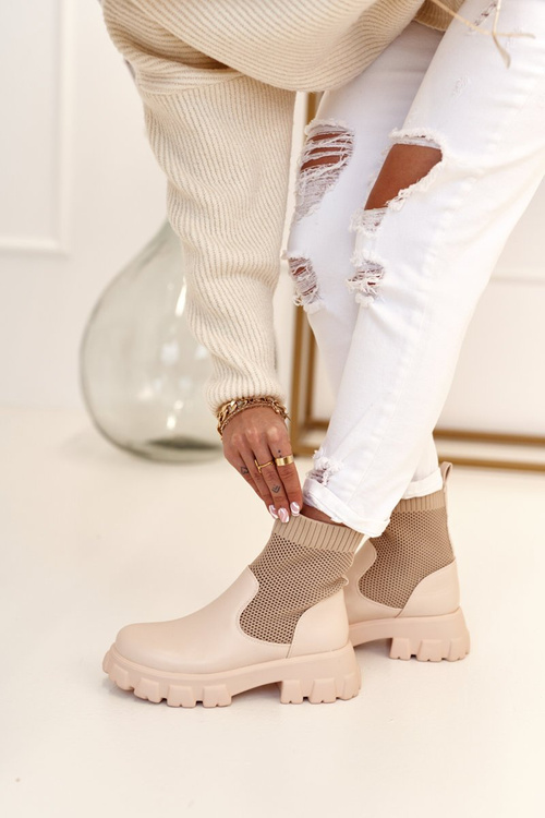 Чоботи жіночі шкарпетки бежеві Stormy