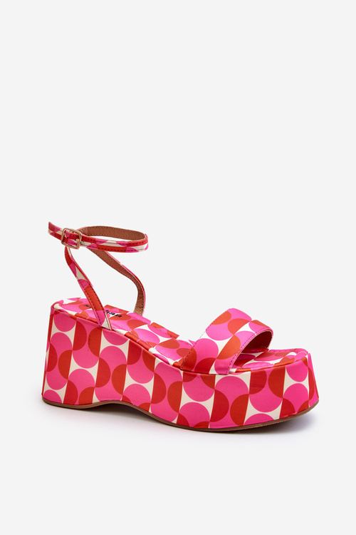 Босоніжки на платформі та танкетці з малюнком кольору фуксії Wiandia