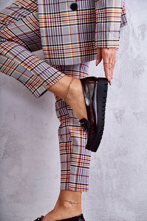 Жіночі шкіряні лофери на платформі бордові Венесія