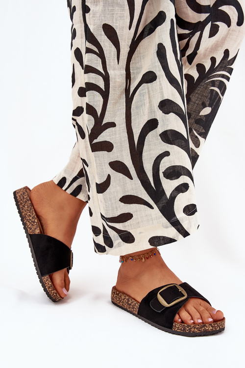 Жіночі Сандалі З Пряжкою На Корковій Платформі Чорні Zavira