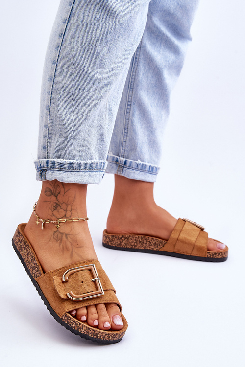 Жіночі замшеві тапочки на платформі Camel Festil