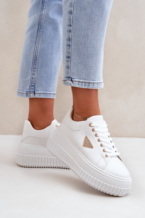 Стильні Кросівки На Масивній Платформі Білі Vallexia