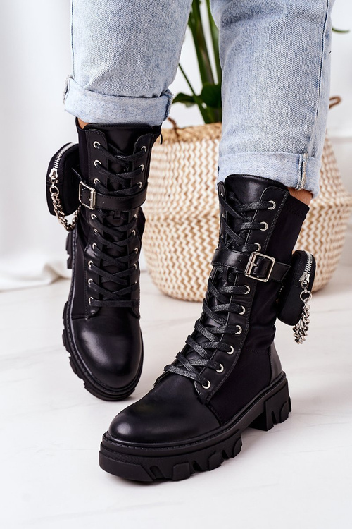 Утеплені черевики з гаманцем Чорний Look At Me