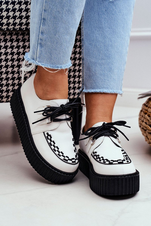 Білі шкіряні крипери на платформі Gocain