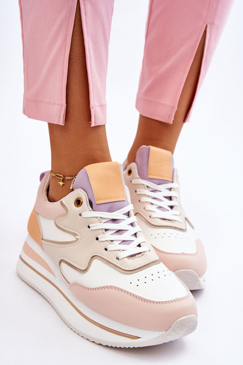 Модне шкіряне спортивне взуття біло-бежевого кольору Roen