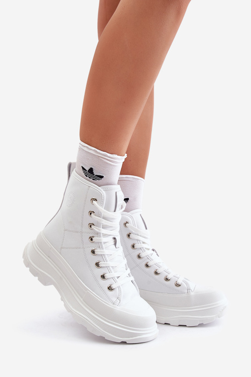 Шкіряні утеплені кросівки на масивній платформі Big Star OO274A598 Білі