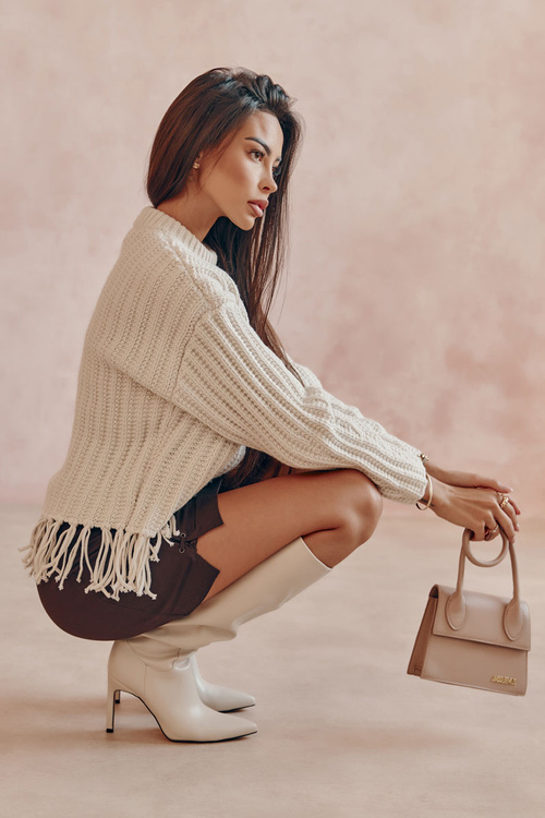 Шкіряні Чоботи На Шпильці Бежеві Rissa