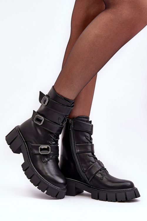 Жіночі шкіряні ботильйони чорні SBarski MR870-62