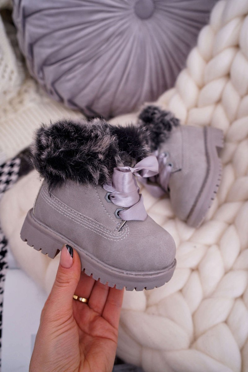 Дитячі чоботи Trapper Boots утеплені з хутром сірі Tesoro