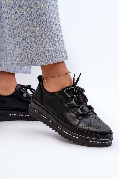 Жіночі шкіряні лофери на платформі S.Barski LR769A чорні