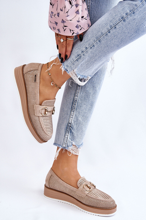 Жіночі лофери на платформі бежеві Danny