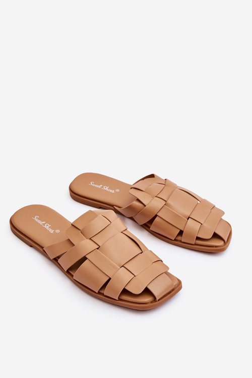 Жіночі тапочки в смужку бежеві Reyna