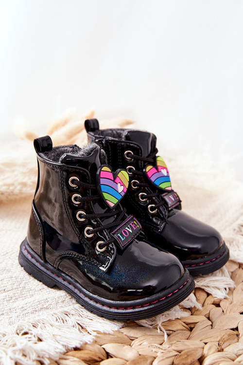 Лаковані вовняні утеплені чоботи Anlon чорного кольору