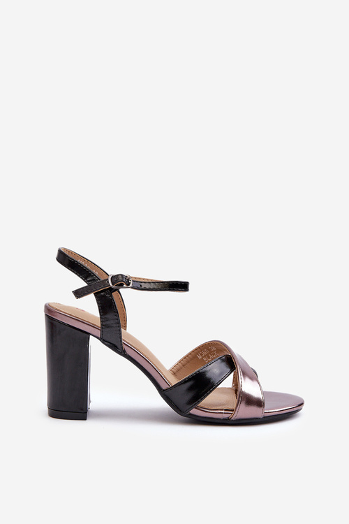 Чорні босоніжки на платформі з екошкіри на високих підборах Abilica