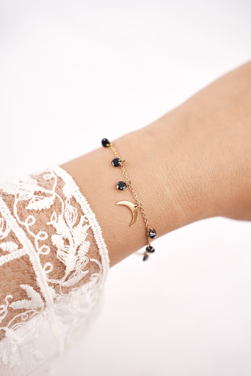Жіночий браслет Celebrity Gold Moon Black Rhinestones Chloë