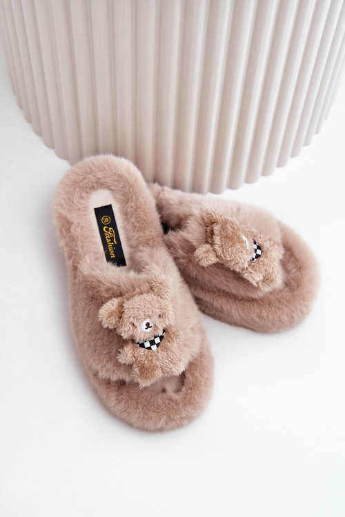 Жіночі хутряні тапочки з ведмедиком Бежеві Румунія