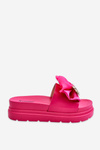 Тапочки з бантом і ведмедиком Фуксія Suzy