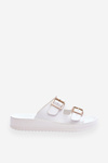 Жіночі тапочки на платформі в смужку білі Clever
