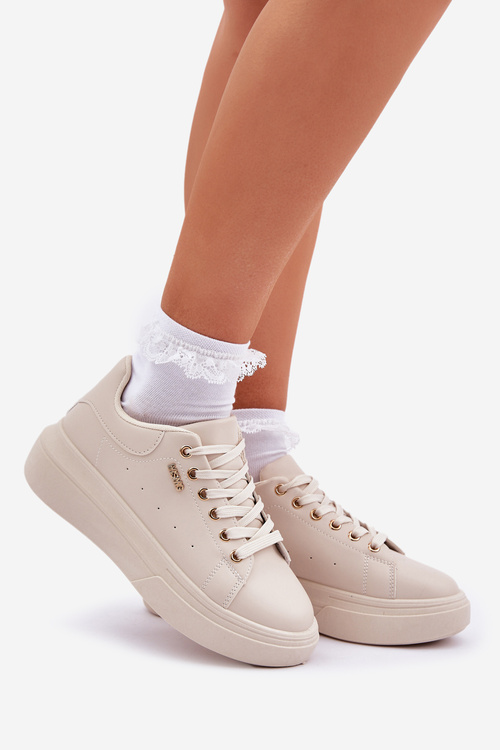 Кросівки Жіночі На Платформі Еко Шкіра Світло Бежеві Lelandine