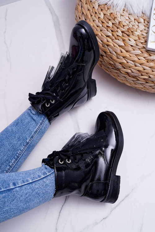 Жіночі лаковані чоботи чорні Barski 39-2