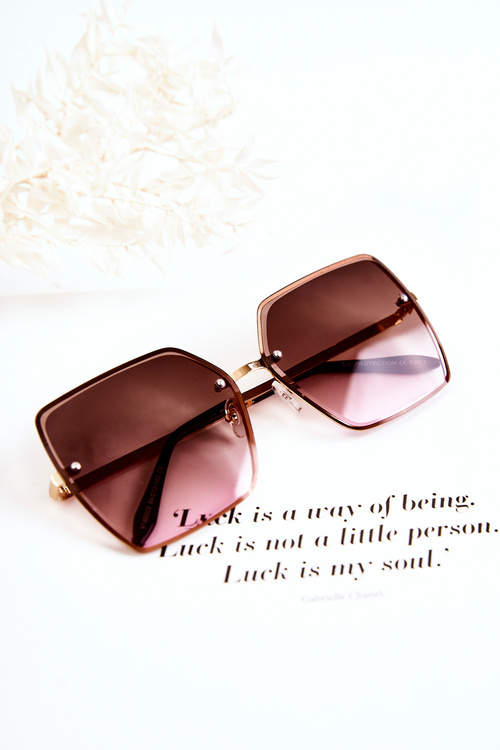 Великі квадратні сонцезахисні окуляри V180005 Зелено-рожеві