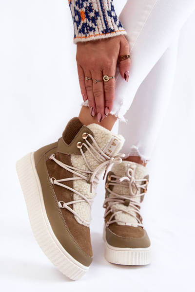 Жіночі зимові черевики La.Fi 280072KH-QN Коричневий-Зелений