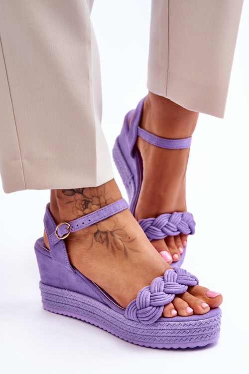 Класичні замшеві босоніжки на танкетці Violet Denisse