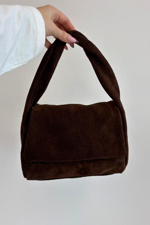 Шкіряна замшева сумка шоколад Monelle