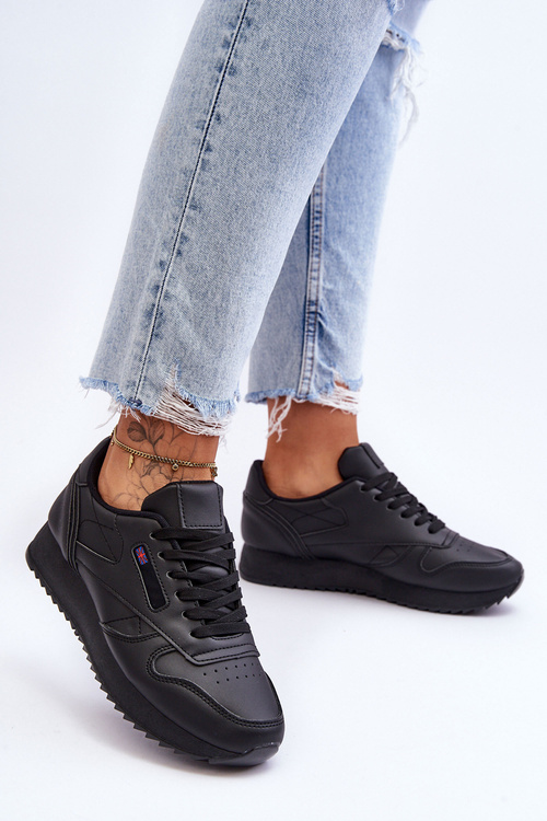 Шкіряні спортивні туфлі на платформі, чорні Merida