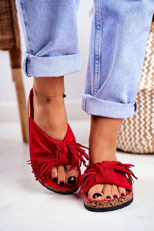 Червоні жіночі шльопанці Tassels Marina