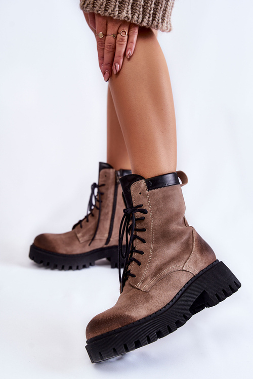 Класичні замшеві теплі чоботи коричневого кольору Caima