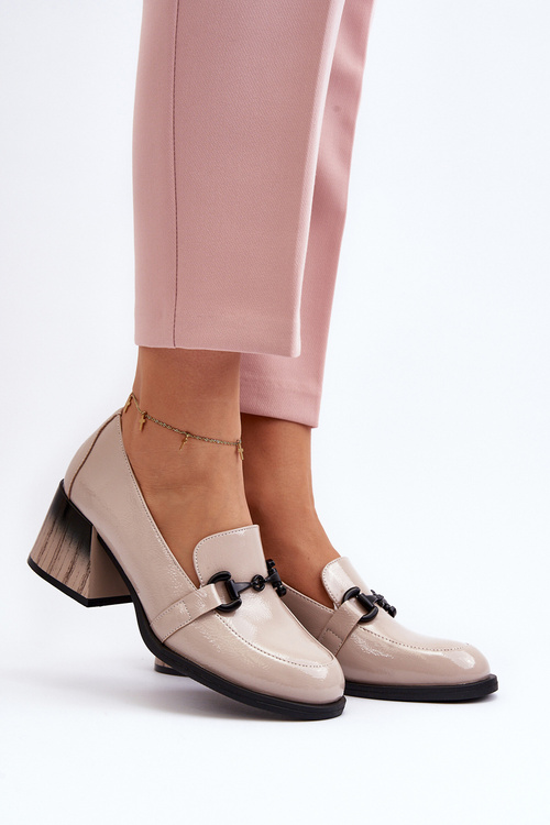 Бежеві лаковані туфлі на високих підборах Nireva