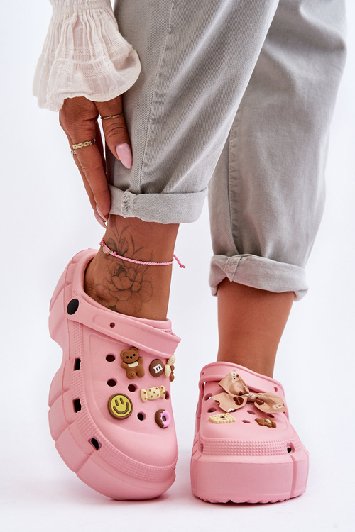 Жіночі поролонові тапочки Crocs з орнаментом Pink Marlett