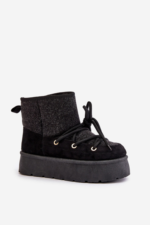 Снігові черевики зі шнурівкою на платформі Чорні Mavora