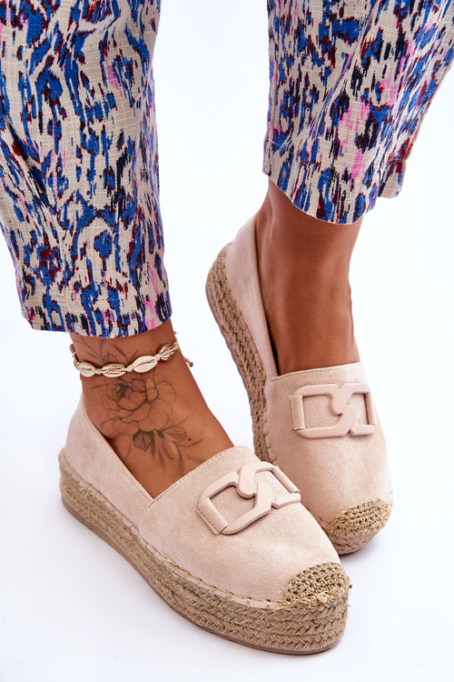 Жіночі класичні еспадрільї на платформі бежеві Maurine