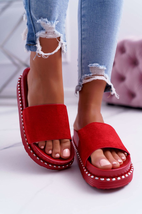 Жіночі високі шльопанці червоні Kadela