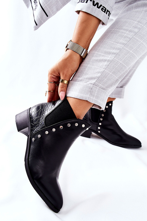 Жіночі черевики челсі на блочному каблуці Чорні човники