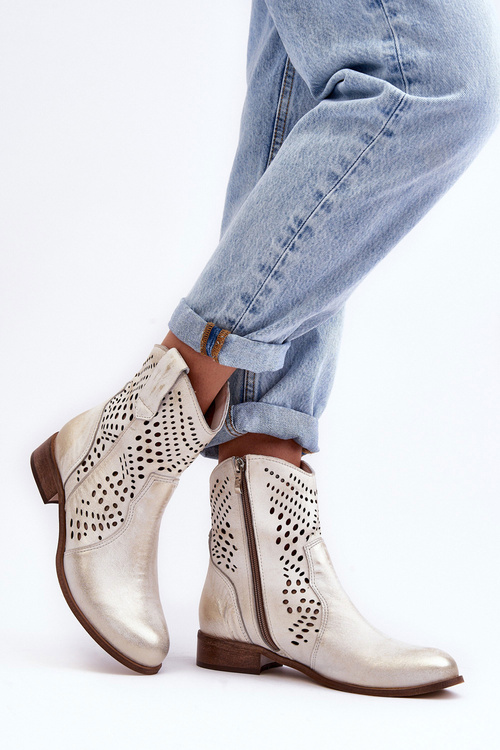 Жіночі шкіряні ковбойські чоботи Zazoo 3305/2 золоті