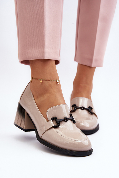 Бежеві лаковані туфлі на високих підборах Nireva