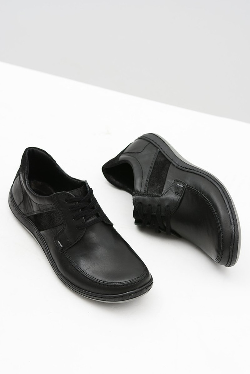 Чоловічі шкіряні класичні чорні напівчоботи Rocco