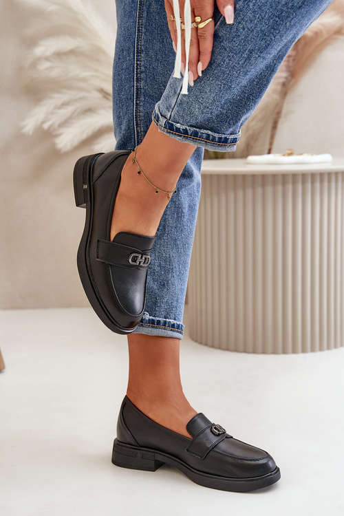 Жіночі мокасини з натуральної шкіри Vinceza 58409 чорного кольору