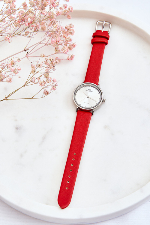 Жіночий водонепроникний аналоговий годинник Giorgio&Dario Red & Silver