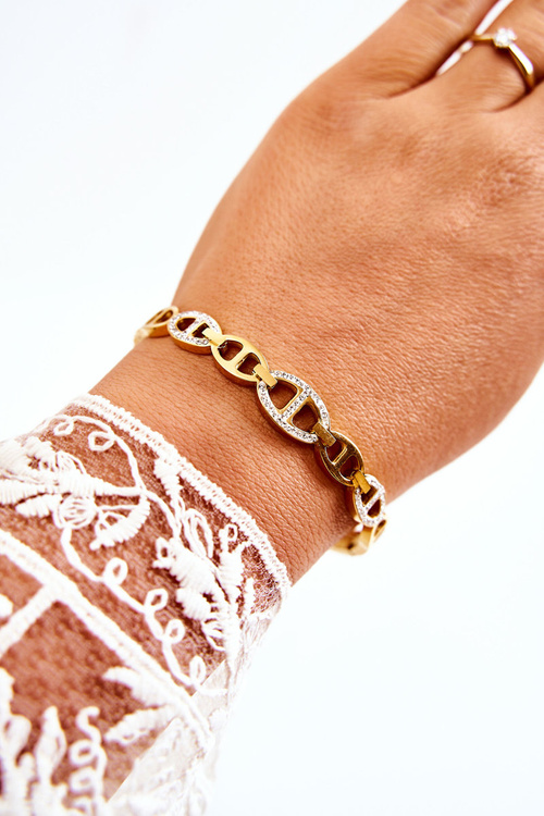 Елегантний сталевий браслет із золотом із кубічного цирконію