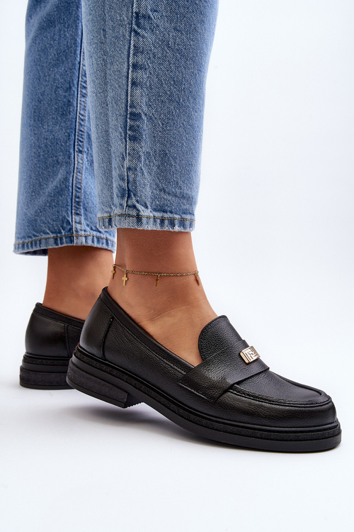 Чорні шкіряні жіночі мокасини Zazoo 20165