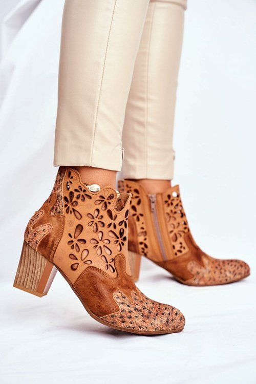 Чоботи жіночі на підборах Maciejka Leather Camel 04369-29