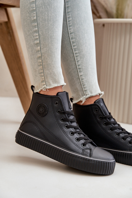 Жіночі утеплені кросівки з еко шкіри Big Star OO274790 Чорні