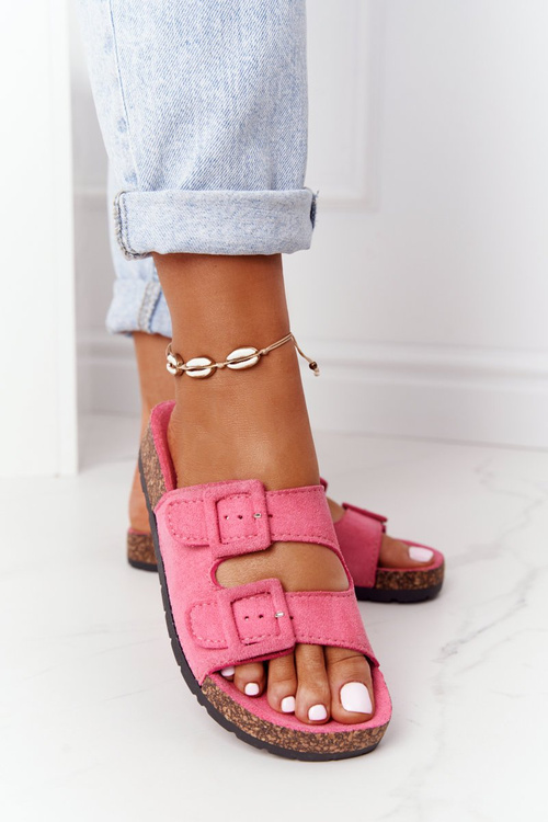 Замшеві шльопанці на корковій підошві Рожеві Jennifer