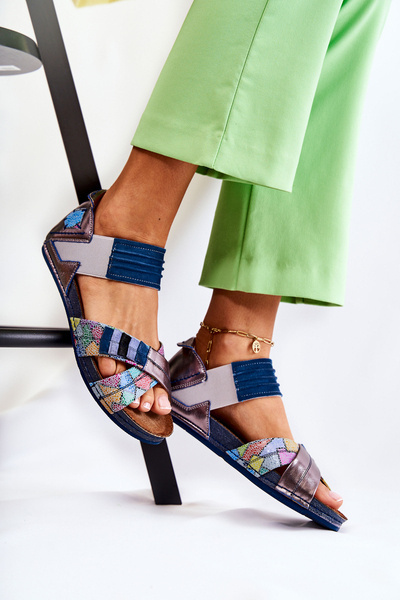 Шкіряні босоніжки зі шнурком Maciejka 03375 Сині